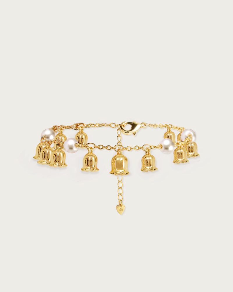 Lily of the Valley Pearl Bracelet | 18K Gold Plated with Faux Pearls