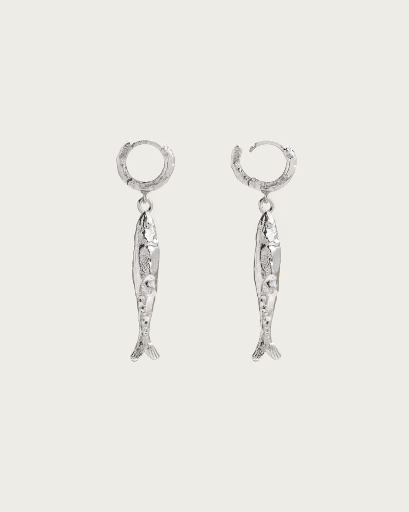 Silver Anchovy Earrings - 图片 3
