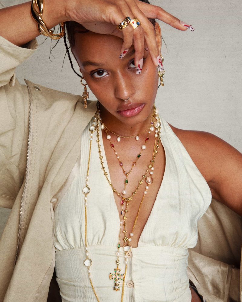 Lover of Helius Pearl Cross Necklace | 18k Gold Plated Statement Necklace - 图片 2