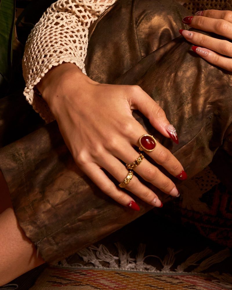 Mystique Gold Ring with Natural Carnelian Stone - Diana Avel x En Route - 图片 4