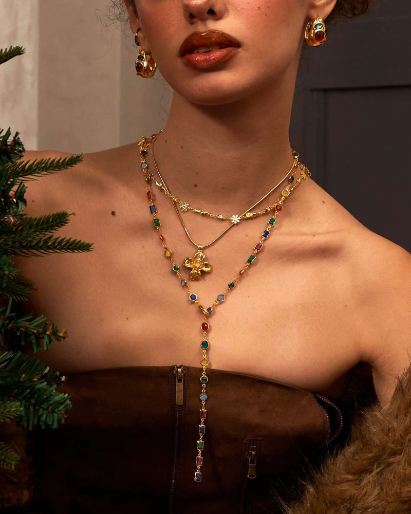Infinity Long Y-Necklace | 18K Gold Plated with CZ & Rhinestones - 图片 2
