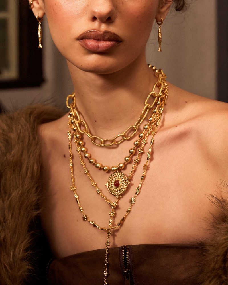 Bold Chunky Textured Chain Necklace | 18k Gold Statement Jewelry - 图片 2
