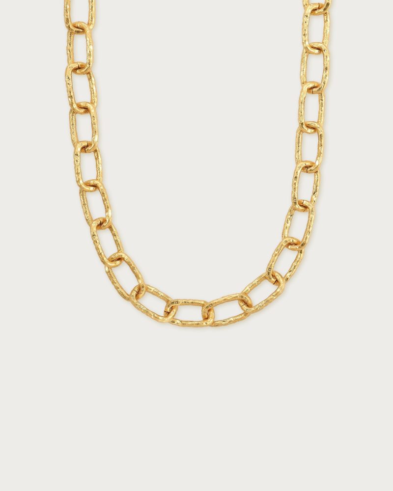 Bold Chunky Textured Chain Necklace | 18k Gold Statement Jewelry
