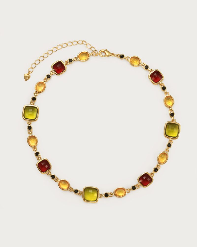 Harmonia Multicolored Choker Necklace | 18K Gold Plated with Resin Beads