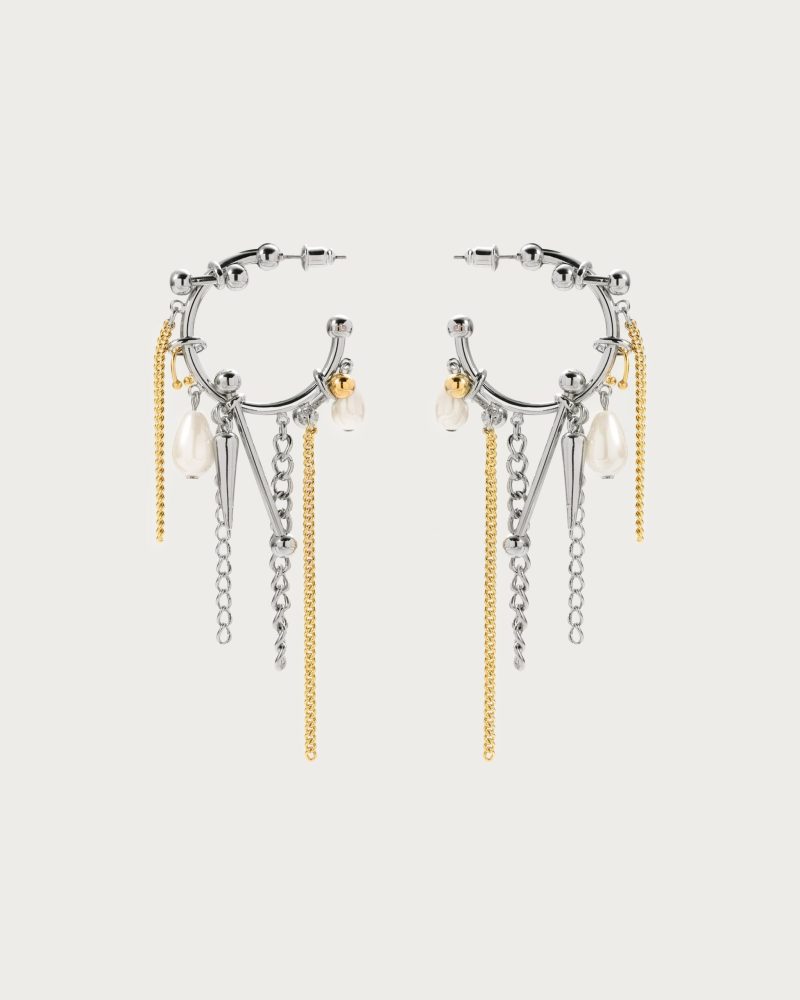 Modern Pearl & Spike Cluster Earrings - 图片 3