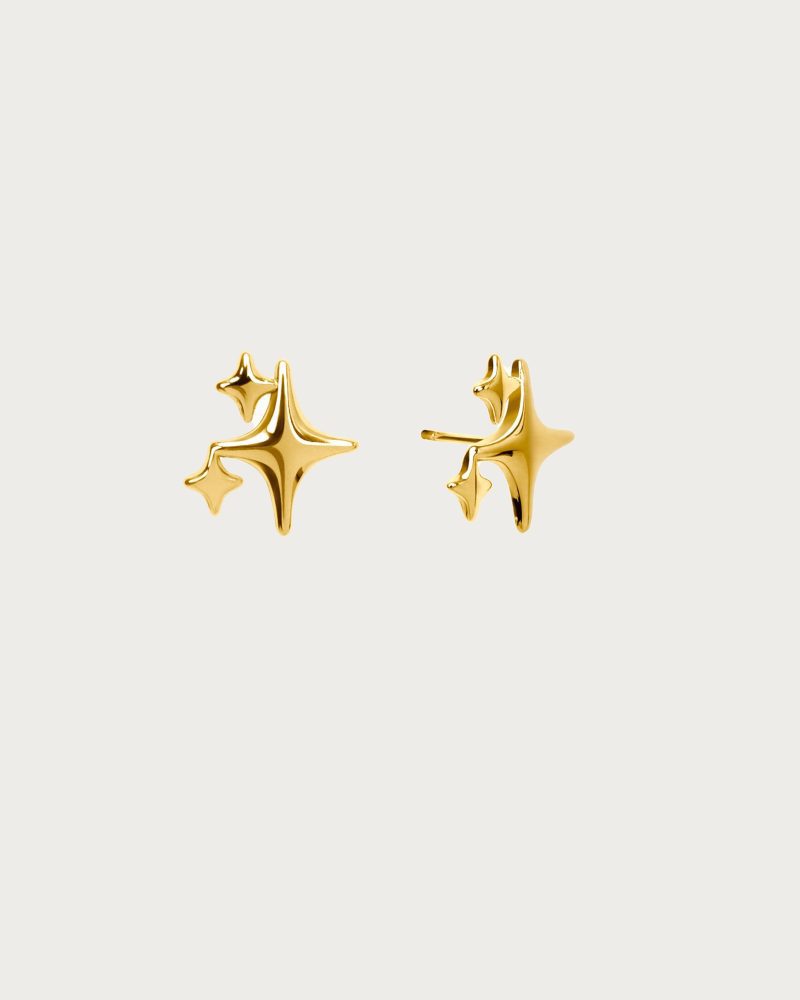 Sparkle Star Stud Earrings in Gold