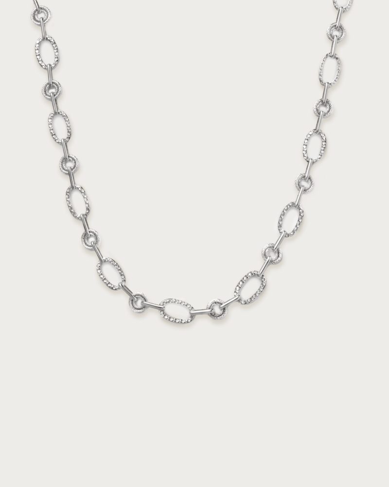 Textured Circle Link Necklace | Silver & Gold Plated Chain Necklace