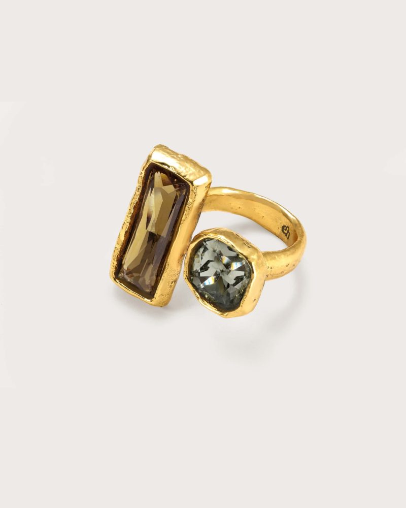 Eclipse Ring - 18K Gold Statement Ring with CZ Stones | Luxury Geometric Design