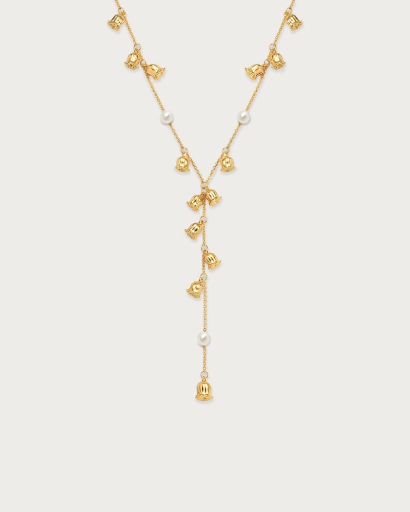 Lily of the Valley Pearl Lariat Necklace | Gold & Silver Options