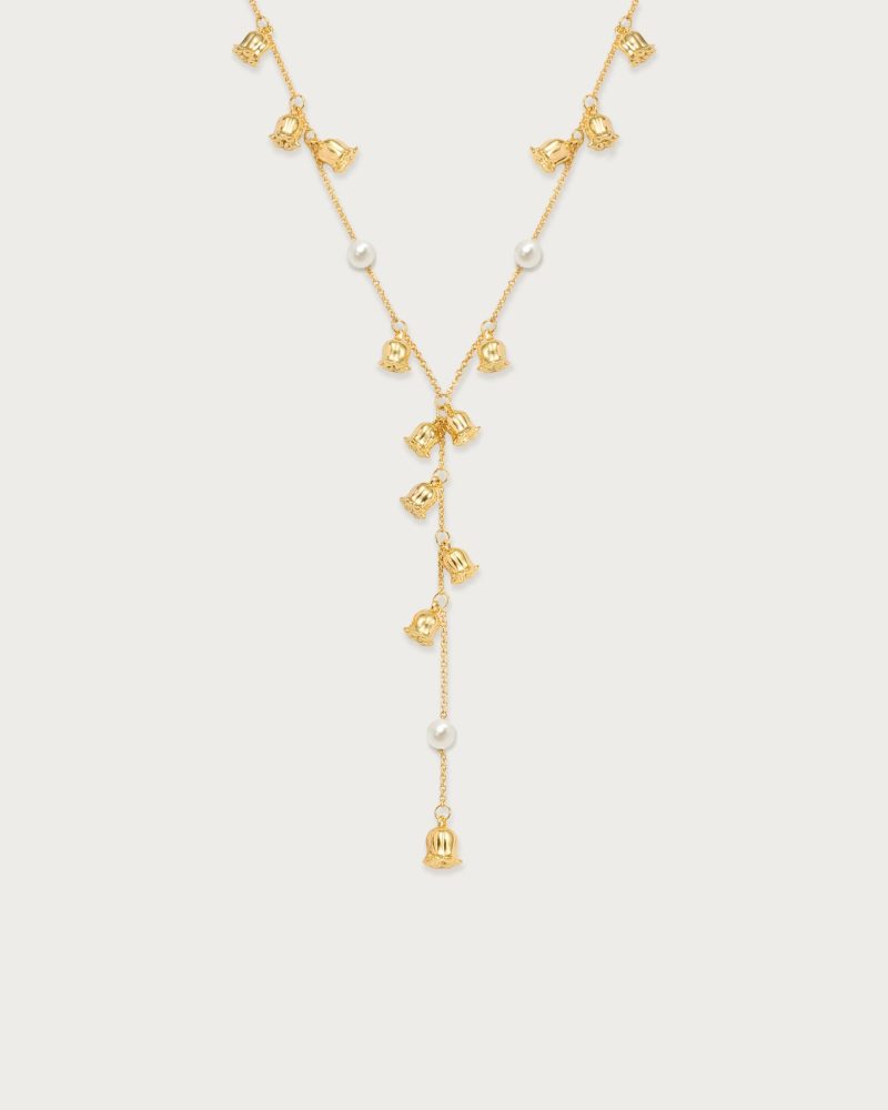Lily of the Valley Pearl Lariat Necklace | Silver & Gold Options - 图片 5