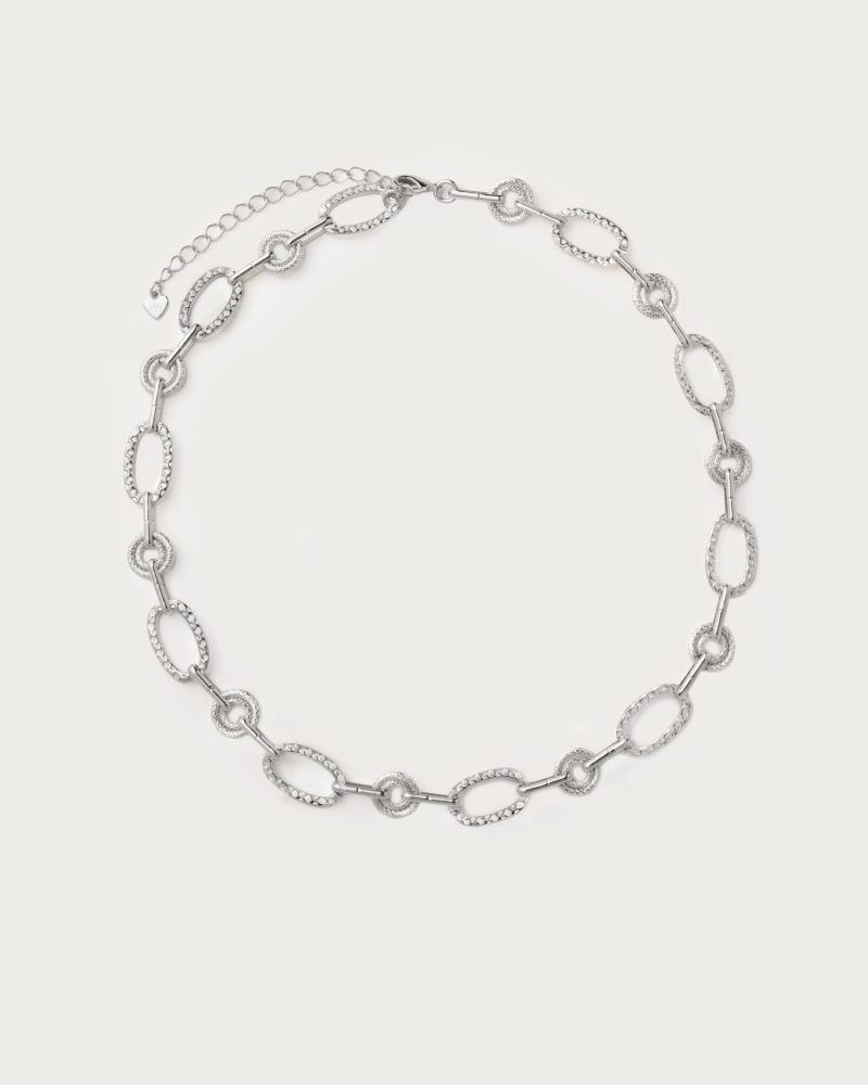 Textured Circle Link Necklace | Silver & Gold Plated Chain Necklace - 图片 5