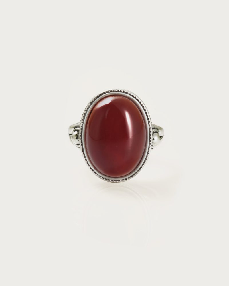 Mystique Silver Ring with Natural Carnelian Stone - Diana Avel x En Route