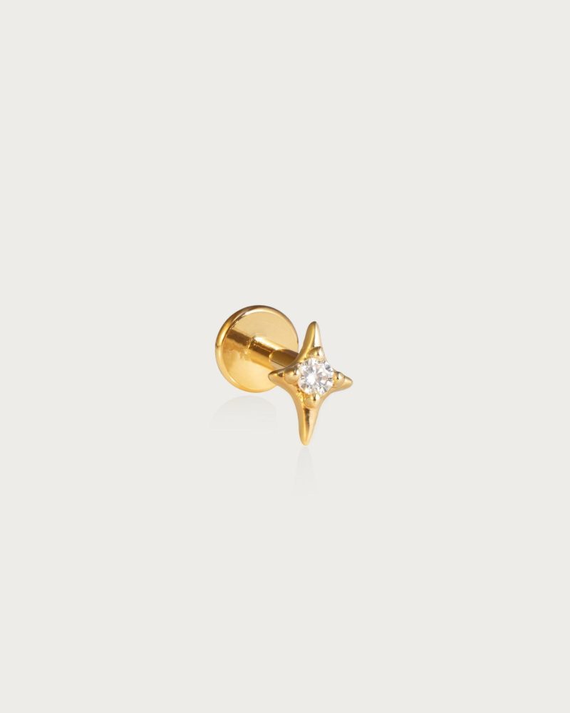 Single Sparkle Star Flat Back Helix Earring