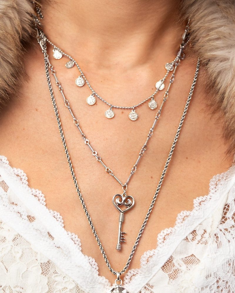 Eternal Love Lock Silver Necklace - Heart Key Pendant | Rhodium Plated Romantic Jewelry - 图片 2