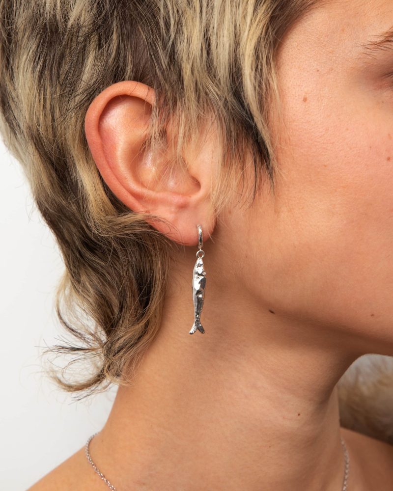 Silver Anchovy Earrings - 图片 2