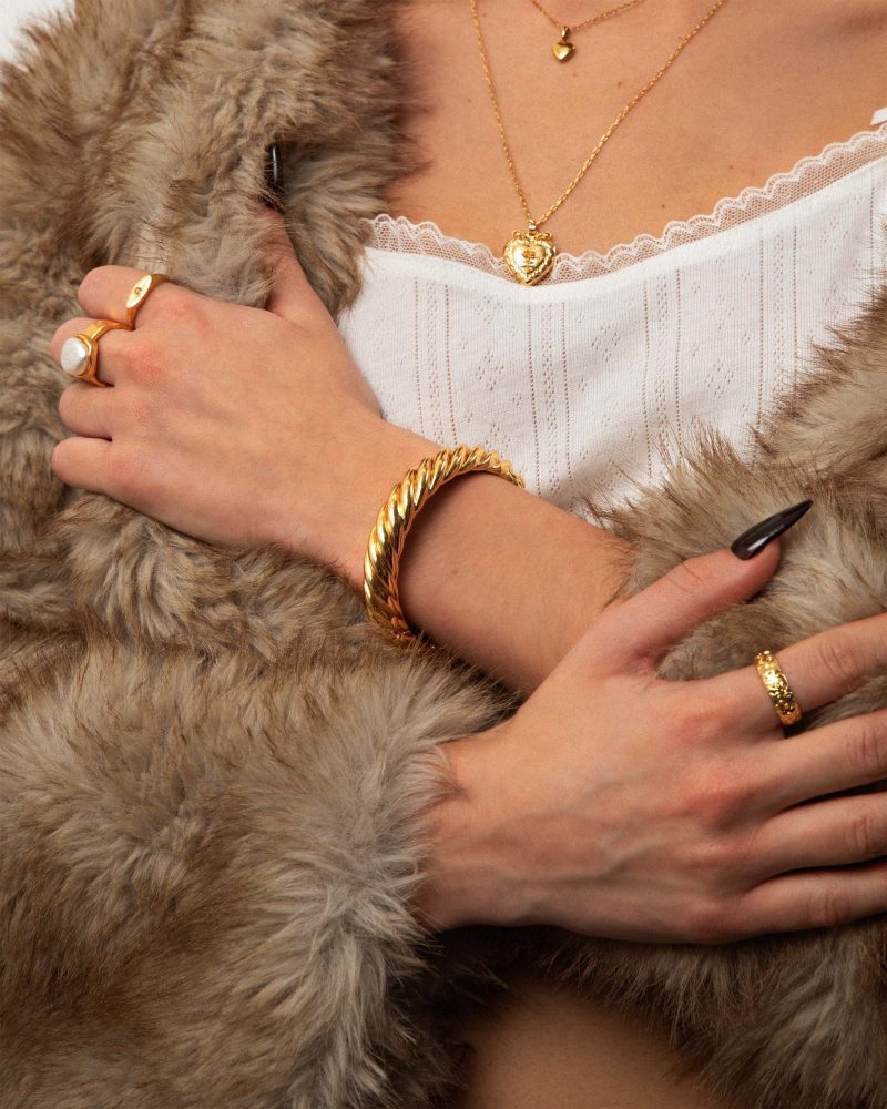 Luxury Chunky Braided Bangle | 18k Gold Statement Bracelet - 图片 2