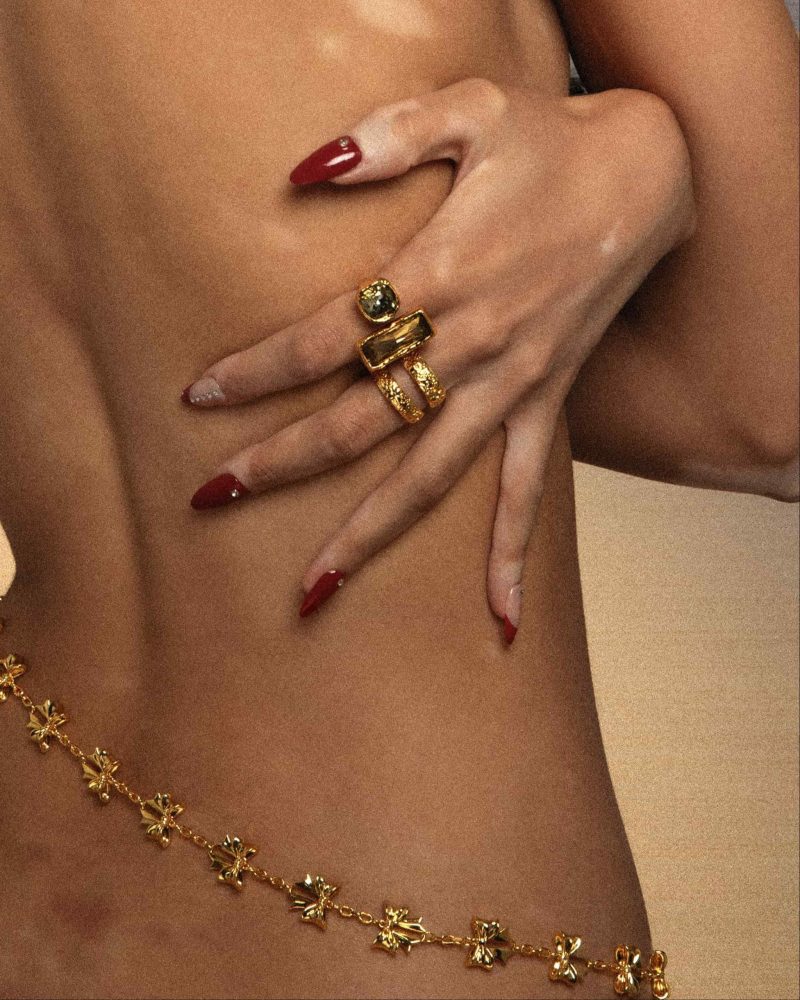 Eclipse Ring - 18K Gold Statement Ring with CZ Stones | Luxury Geometric Design - 图片 2
