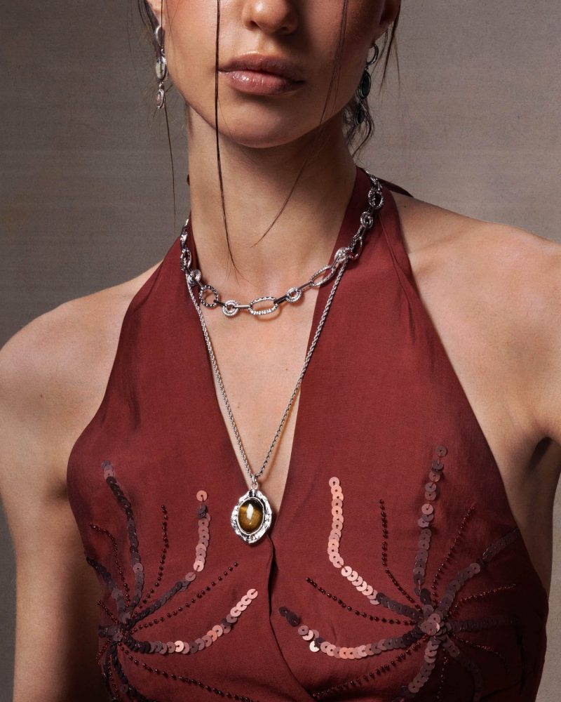 Silver Tiger's Eye Savannah Long Necklace - 图片 2