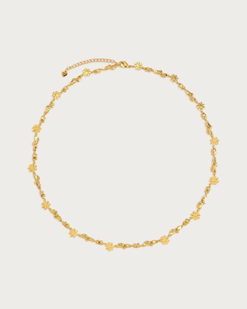 Flor Clusters Necklace - 18K Gold Plated Floral Chain | Elegant Botanical Design