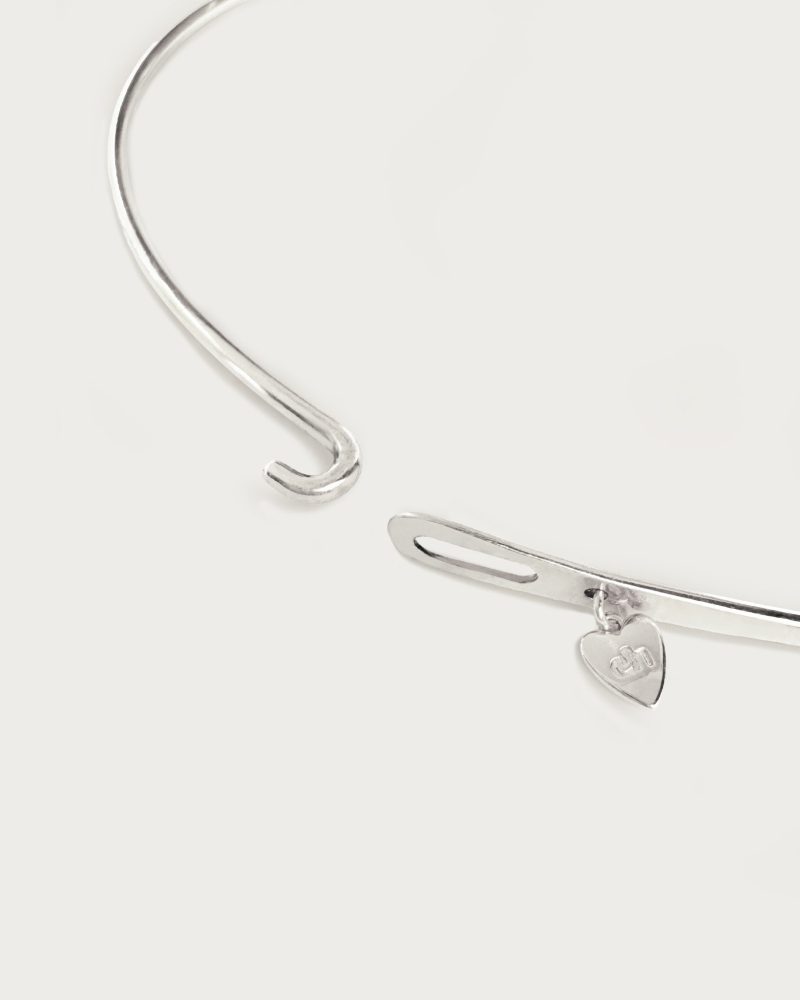 Venus Silver Collar Necklace with Natural Red Carnelian Stone - 图片 4