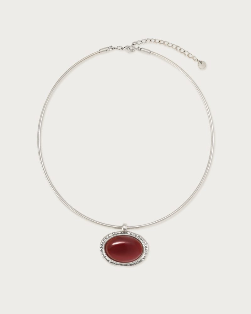 Venus Gold Collar Necklace with Red Carnelian Stone - 图片 5