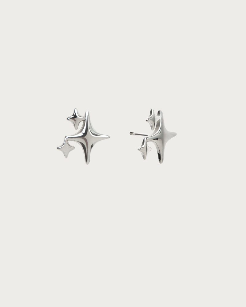 Sparkle Star Stud Earrings in Silver & Gold