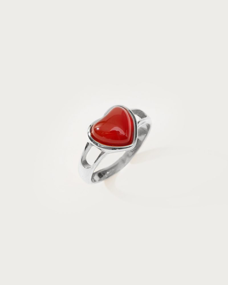 Carnelian Heart Ring in Silver - 图片 3