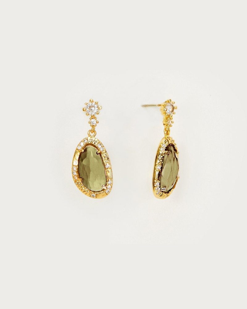 Verdant Dreams 18k Gold Plated Rhinestone Earrings - 图片 3