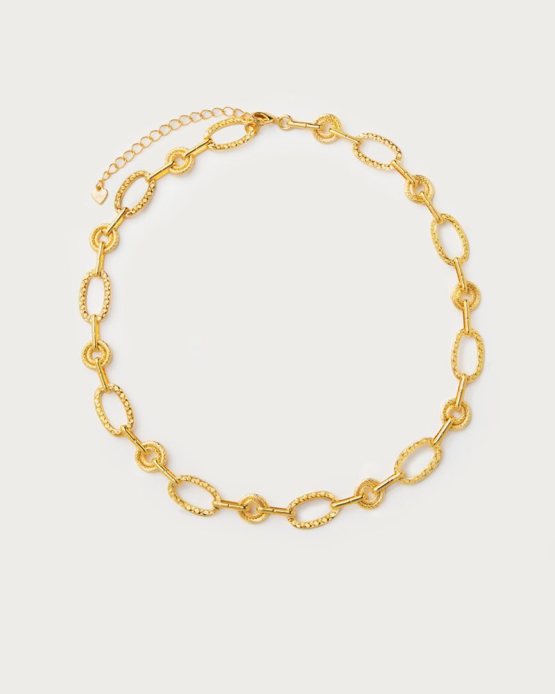Luna Link Necklace | Textured Circle Link Chain - 图片 5
