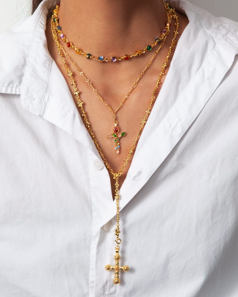 Infinity Rainbow Choker Necklace Set | 18K Gold Plated Cross & Choker - 图片 2