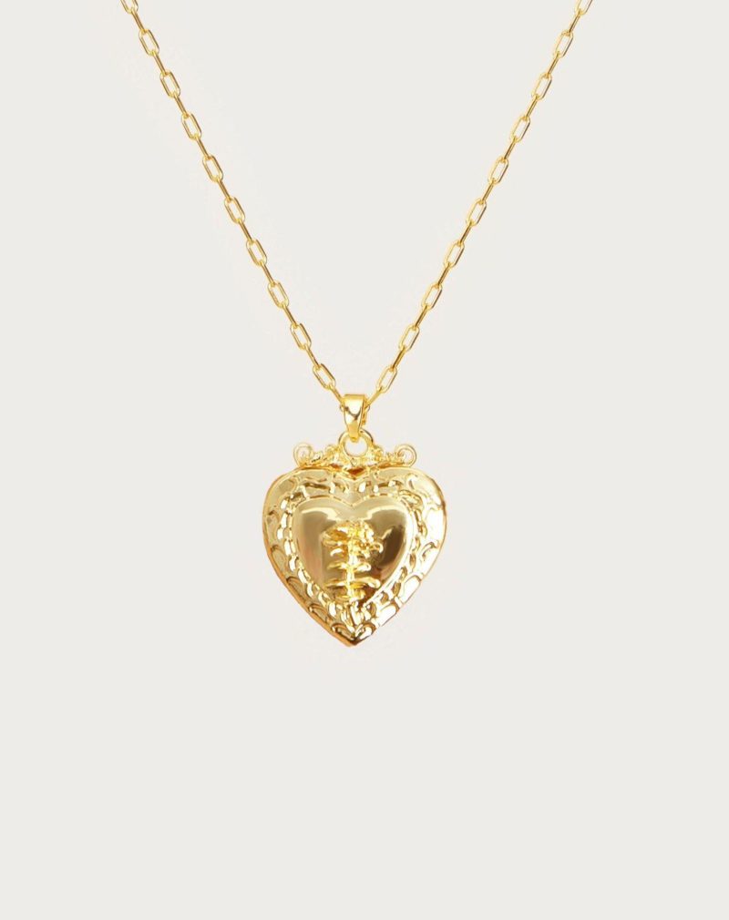 Large Isabela Locket Necklace - 18K Gold Plated Pendant | Vintage Inspired Keepsake Jewelry