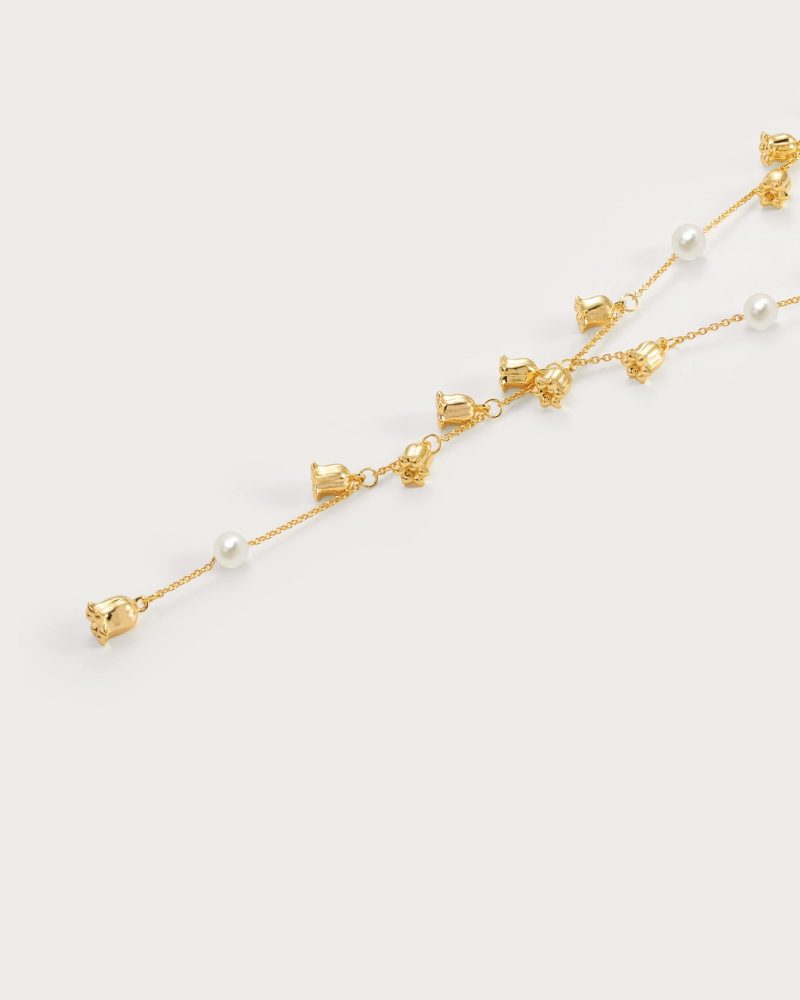 Lily of the Valley Pearl Lariat Necklace | Gold & Silver Options - 图片 3