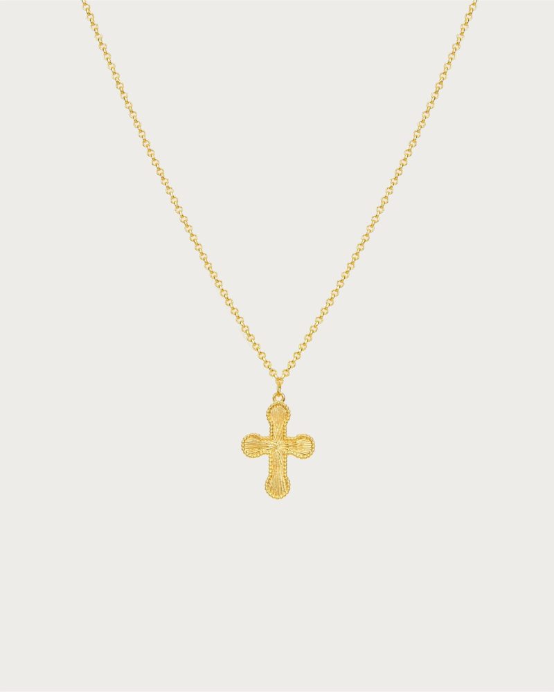Mini Cross Pendant Necklace | Dainty 18k Gold Plated Brass