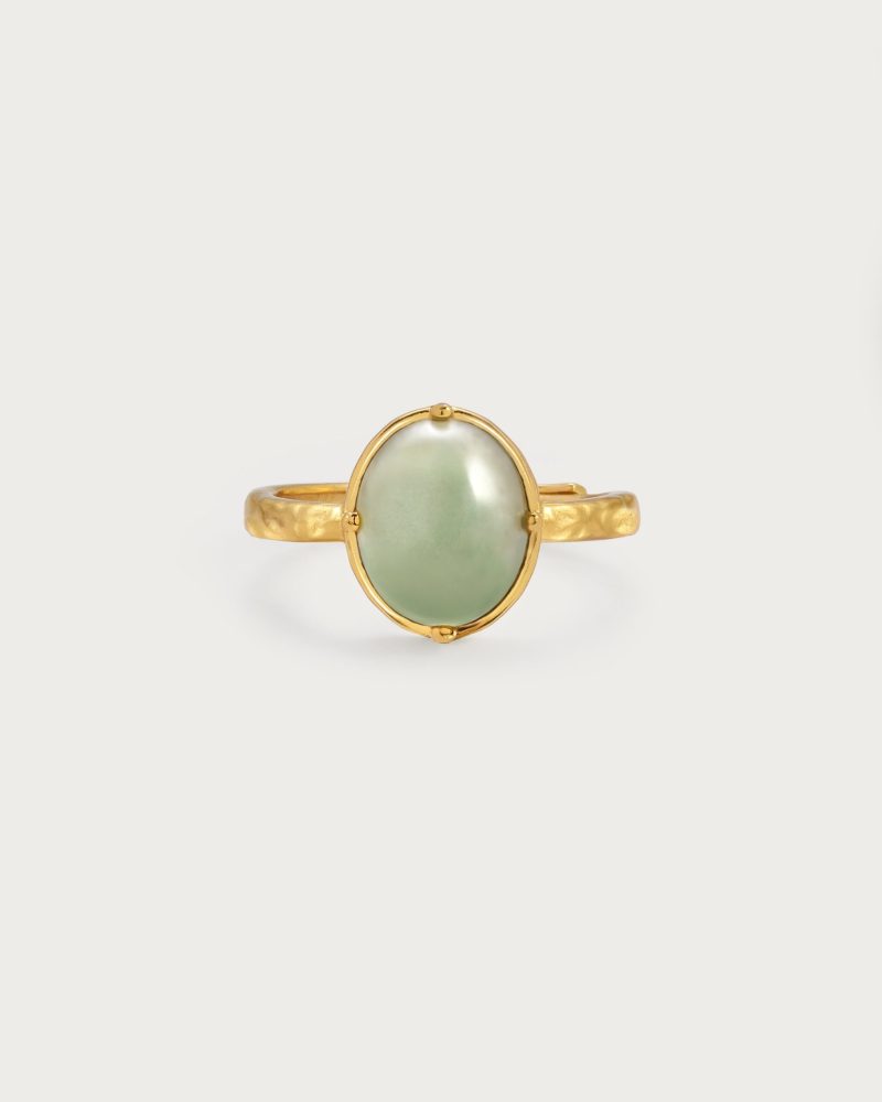 Green Aventurine Ring | Adjustable 18K Gold Plated with Natural Stone