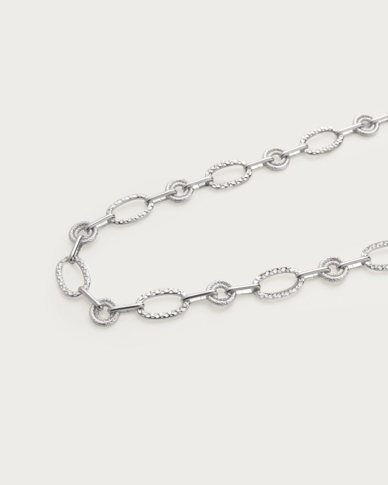 Textured Circle Link Necklace | Silver & Gold Plated Chain Necklace - 图片 3