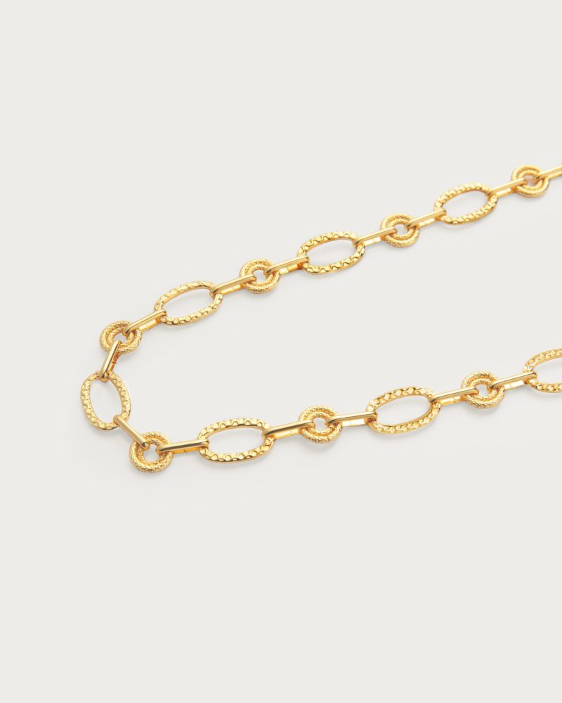 Luna Link Necklace | Textured Circle Link Chain - 图片 3
