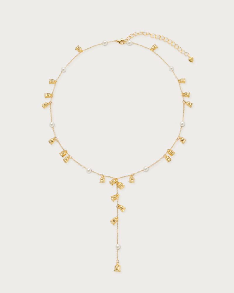 Lily of the Valley Pearl Lariat Necklace | Gold & Silver Options - 图片 5
