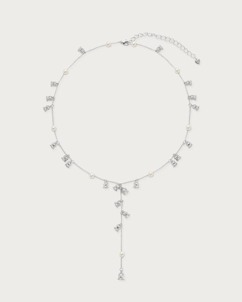 Lily of the Valley Pearl Lariat Necklace | Silver & Gold Options - 图片 4
