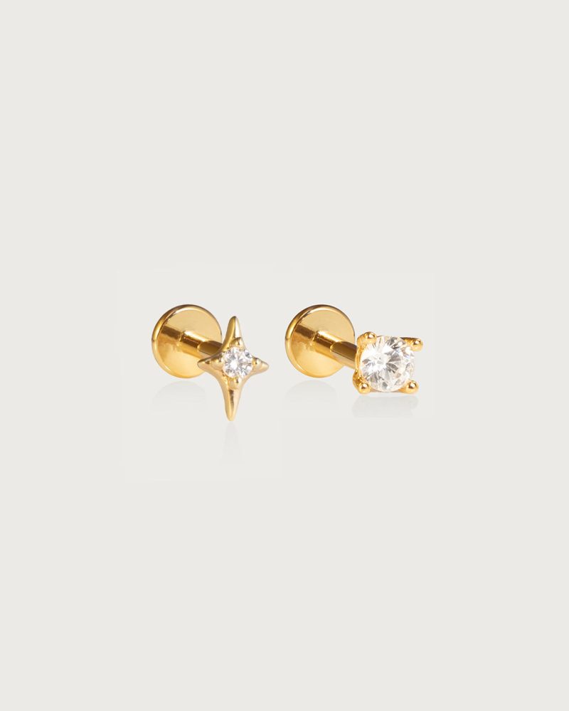 Sparkle Flat Back Helix Earring Set - 图片 3