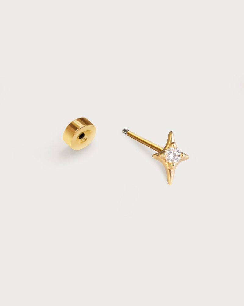 Single Sparkle Star Flat Back Helix Earring - 图片 3
