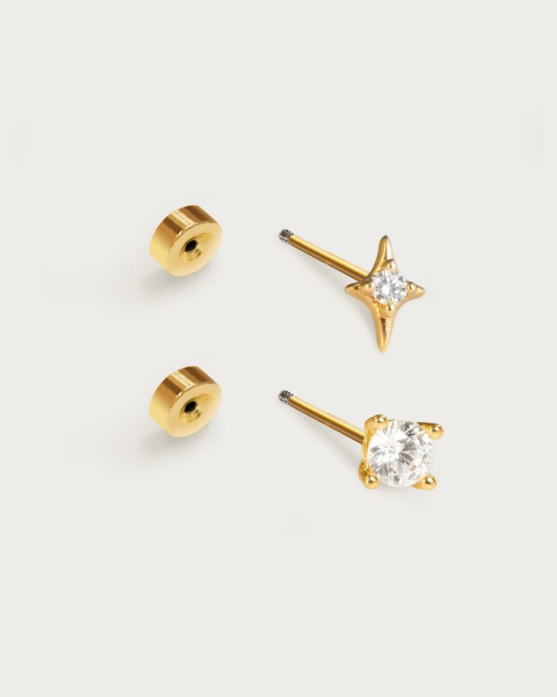Sparkle Flat Back Helix Earring Set - 图片 4