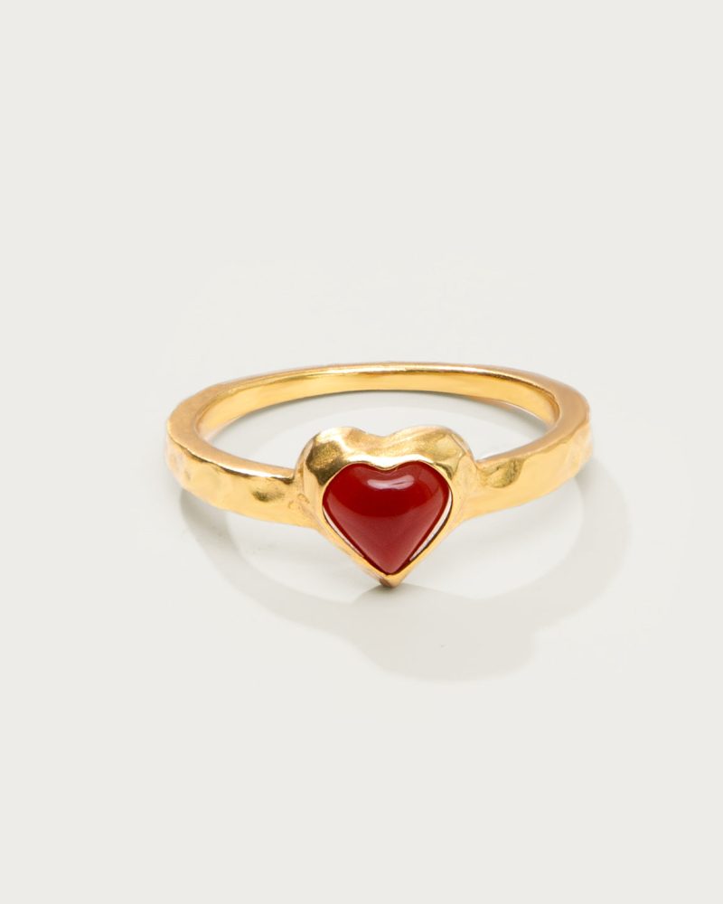 Lover Girl Carnelian Heart Ring | 18k Gold Plated
