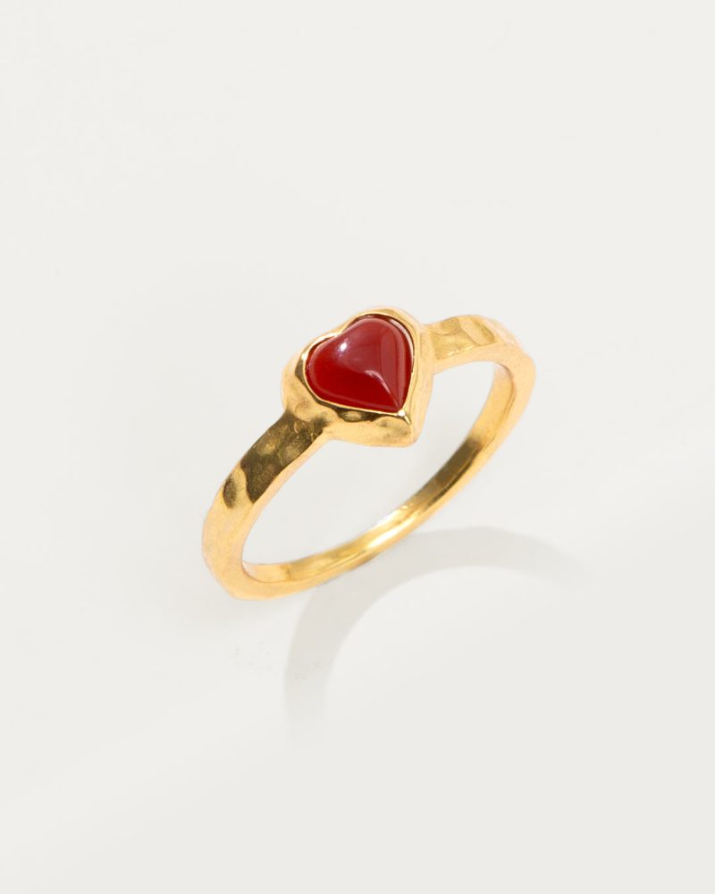 Lover Girl Carnelian Heart Ring | 18k Gold Plated - 图片 3