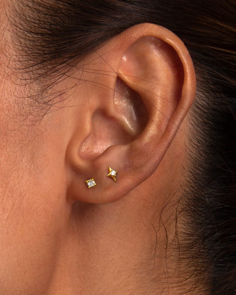 Sparkle Flat Back Helix Earring Set - 图片 2