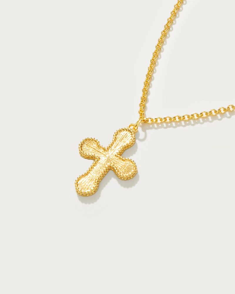 Mini Cross Pendant Necklace | Dainty 18k Gold Plated Brass - 图片 3