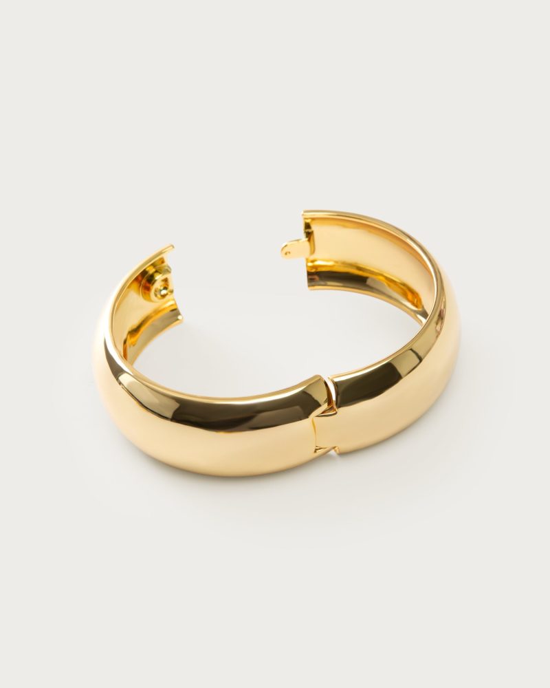 Chunky Polished 18k Gold Plated Stainless Steel Bangle - Waterproof - 图片 3