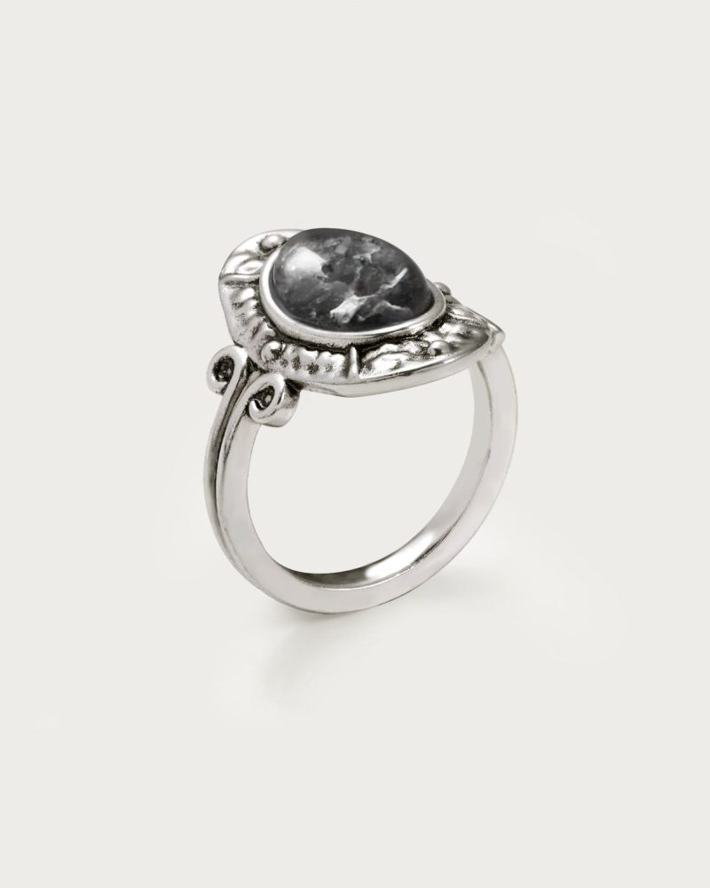 Lunar Veil Moss Agate Ring | Boho-Chic with Natural Stone - 图片 3