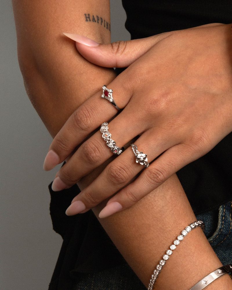 Victoria Silver Tulip Ring with Acrylic Pearl - Magic Garden Collection - 图片 2