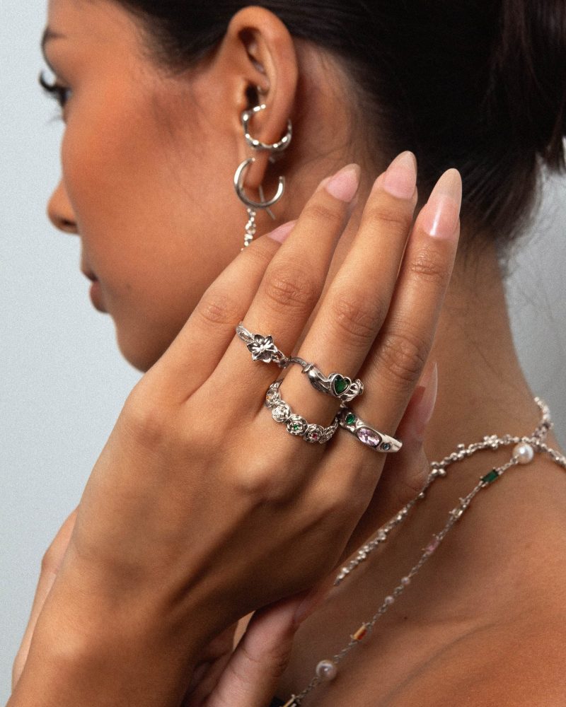 Victoria Silver Tulip Ring with Acrylic Pearl - Magic Garden Collection - 图片 4