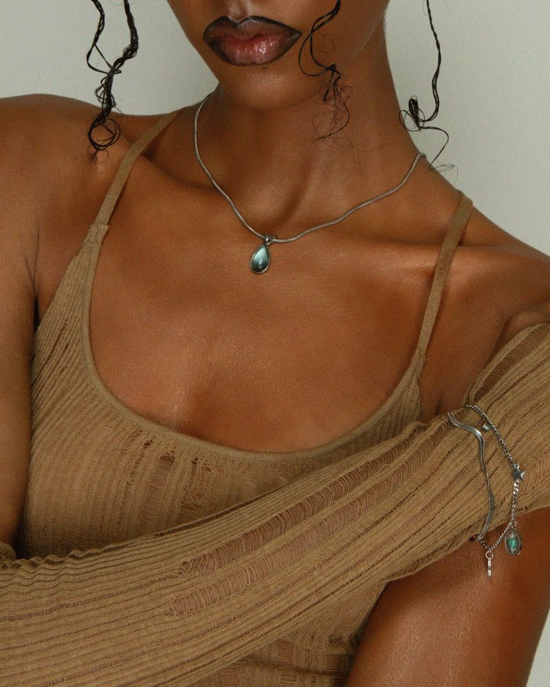 Waterdrop Necklace in Marine Blue - Waterproof & Tarnish-Free - 图片 2